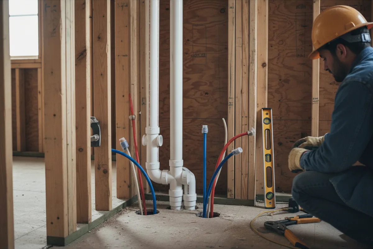 Drain and supply rough-in during Toilet Repair and Installation in Williamsburg